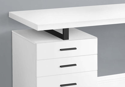 Bureau réversible Clayton 47.25 avec 3 tiroirs - Blanc|Bureau réversible Clayton de 47,25 po à 3 tiroirs - blanc