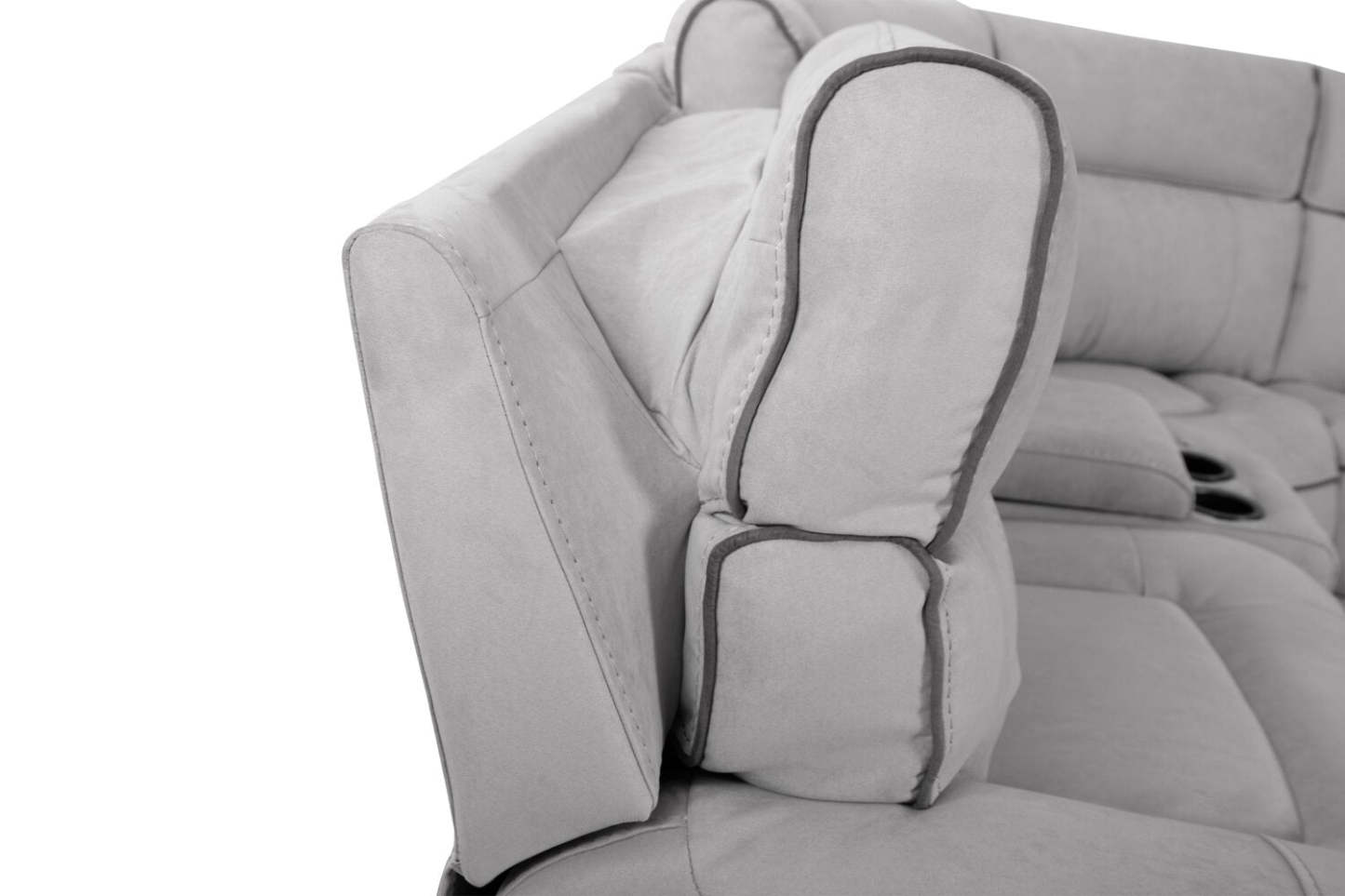 Cindy Crawford Home Newport 6-Piece Faux Suede Power Reclining Sectional with Armless Reclining Chair - Grey | Sofa sectionnel à inclinaison électrique Newport de Cindy Crawford Home 6 pièces en suédine avec fauteuil inclinable sans accoudoirs - gris