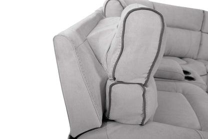 Cindy Crawford Home Newport 6-Piece Faux Suede Power Reclining Sectional with Armless Reclining Chair - Grey | Sofa sectionnel à inclinaison électrique Newport de Cindy Crawford Home 6 pièces en suédine avec fauteuil inclinable sans accoudoirs - gris