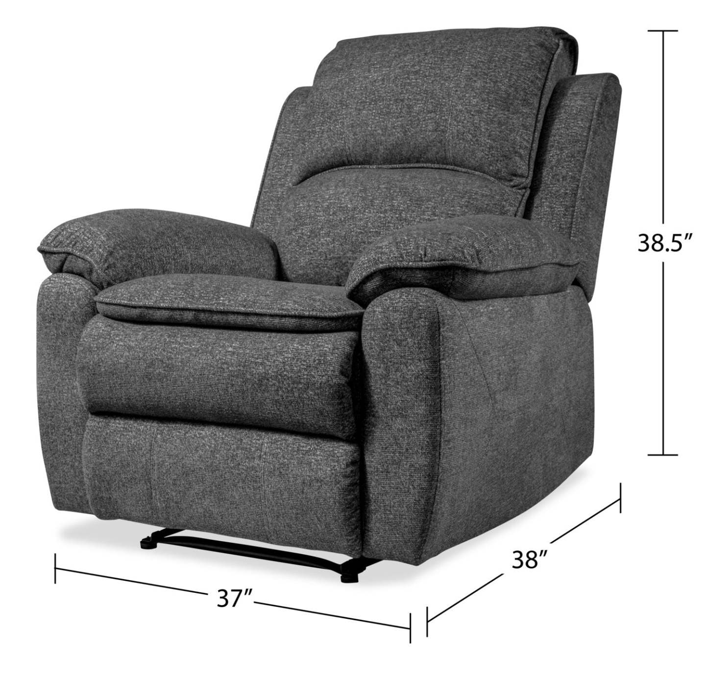 Fauteuil inclinable Chandler de 37 po en tissu de chenille - gris