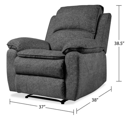 Fauteuil inclinable Chandler de 37 po en tissu de chenille - gris