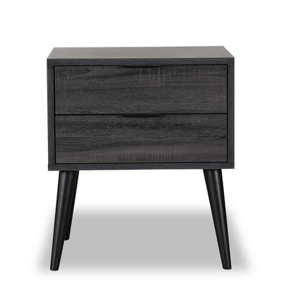 Table de nuit Nash à 2 tiroirs, 21,3 L x 22,6 H, Moderne Mid-Century - Gris Foncé | Table de nuit moderne du milieu du 20e siècle Nash de 21,3 po (L) x 22,6 po (H) à 2 tiroirs - gris foncé