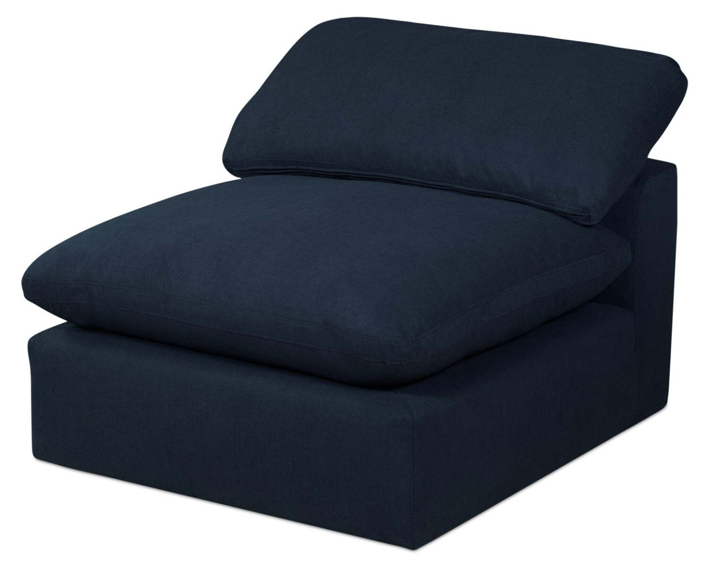 Eclipse Modular 38 Linen-Look Fabric Armless Chair with Reversible Feather Down Cushions - Navy Blue | Fauteuil modulaire sans accoudoirs Eclipse de 38 po en tissu d’apparence lin avec coussins réversibles en duvet et plumes - bleu marine