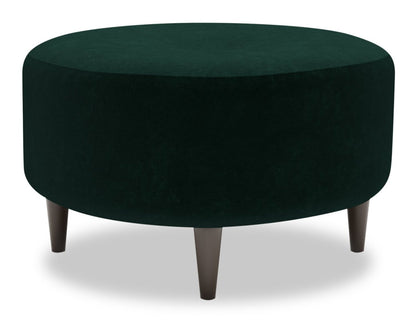 Pouf The Curve 31 en velours vert chasseur | Fabriqué au Canada | CURV3488