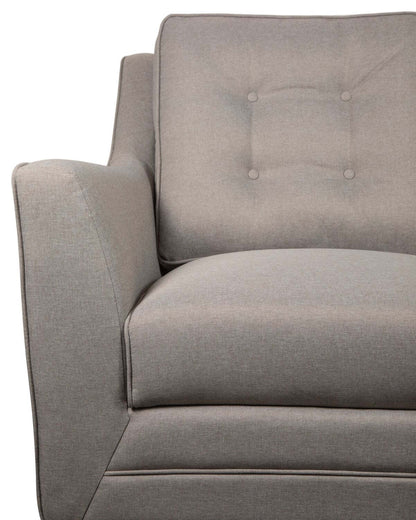 Causeuse Novalee de 57 po en tissu d'apparence lin avec accoudoirs évasés et capitonnage à boutons - taupe