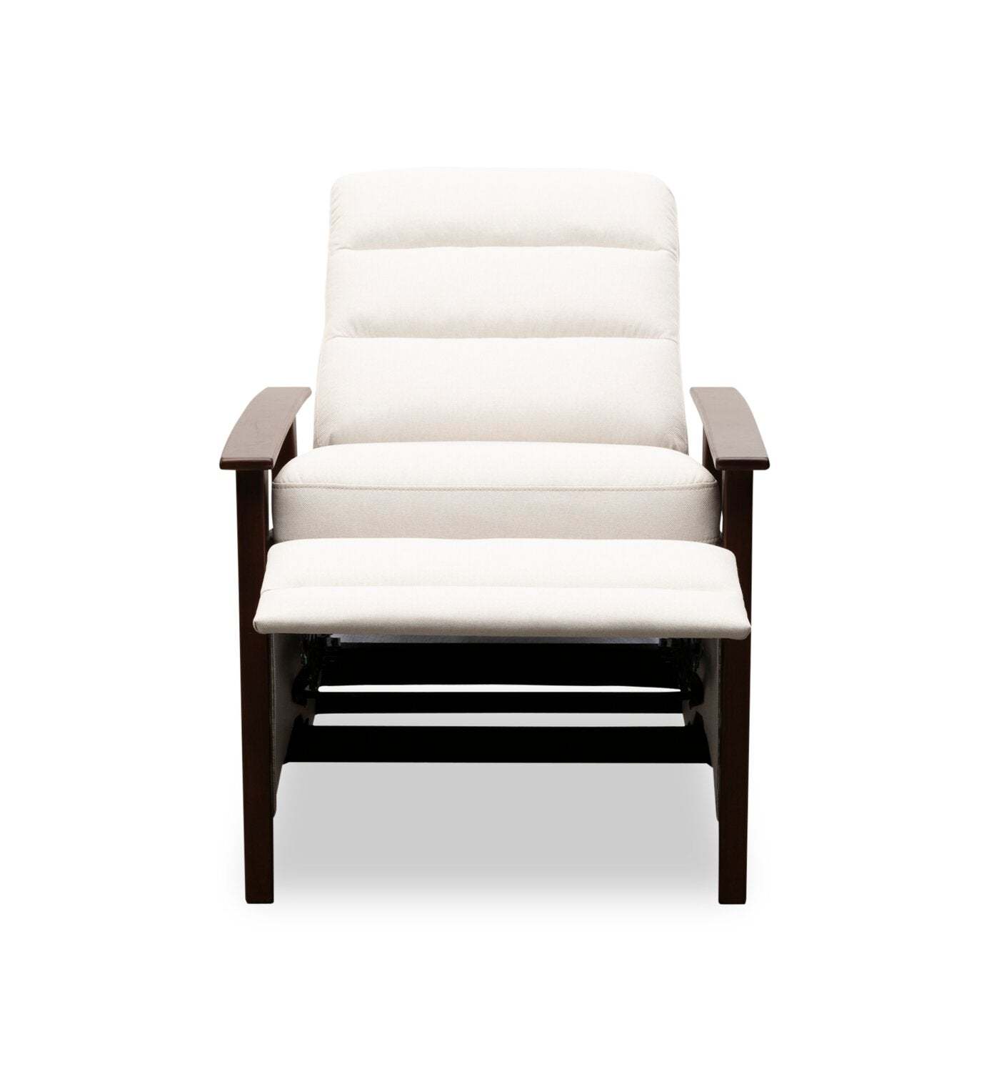 Fauteuil d'appoint inclinable Bree 28,5 en tissu d'apparence lin avec accoudoirs et pieds en bois - Beige | Fauteuil d'appoint à inclinaison par poussée Bree de 28,5 po en tissu d'apparence lin avec accoudoirs et pattes en bois - beige