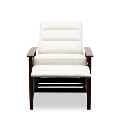 Fauteuil d'appoint inclinable Bree 28,5 en tissu d'apparence lin avec accoudoirs et pieds en bois - Beige | Fauteuil d'appoint à inclinaison par poussée Bree de 28,5 po en tissu d'apparence lin avec accoudoirs et pattes en bois - beige