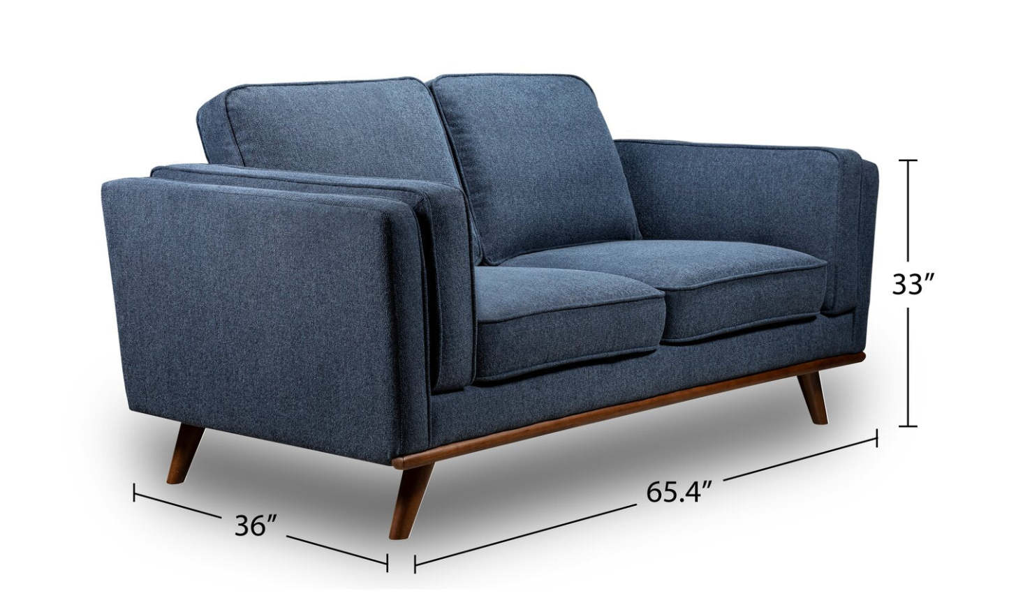 Causeuse Kassia de Kort & Co. de 65,4 po en tissu d’apparence lin avec base et pattes en bois - bleue