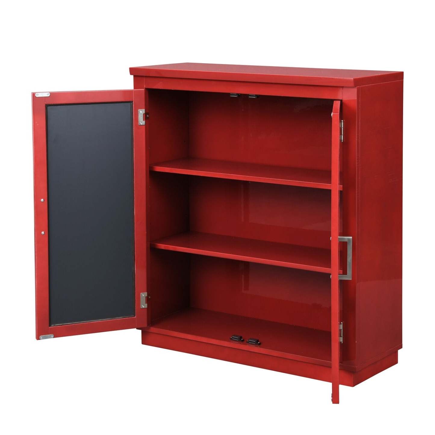 Darci 31,5 Armoire d'appoint avec portes miroir - Rouge|Armoire décorative Darci de 31,5 po avec portes en miroir - rouge