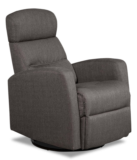 Fauteuil inclinable et berçant pivotant en tissu d'apparence lin Penny 29.1 - Gris | Fauteuil pivotant, berçant et inclinable Penny de 29,1 po en tissu d'apparence lin - gris