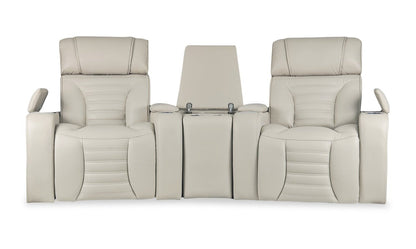 Sofa sectionnel à inclinaison électrique Zen 3 pièces de style cinéma maison en similicuir avec massage et console de rangement - abricot