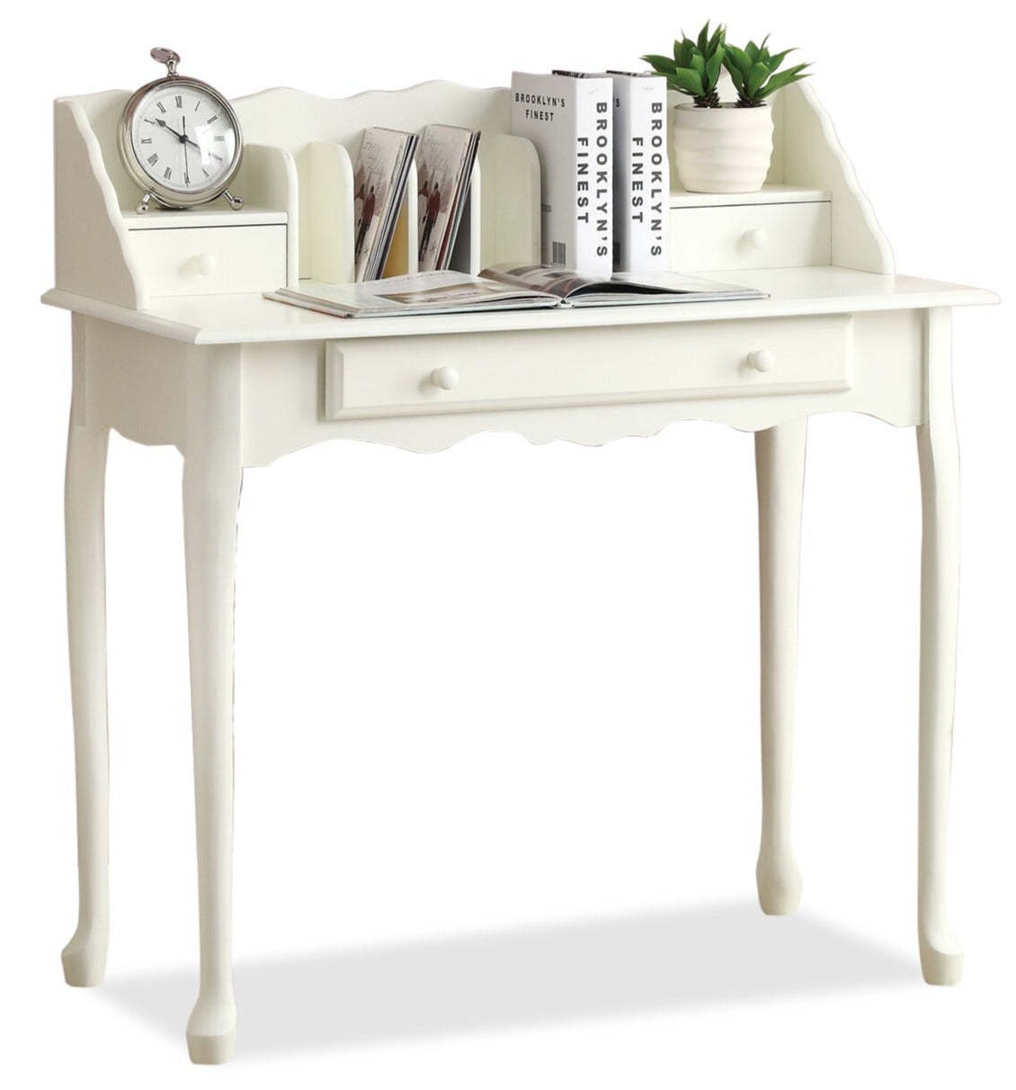 Bureau de style Queen Anne Samantha 36 - Blanc|Bureau de style Queen Anne Samantha de 36 po - blanc