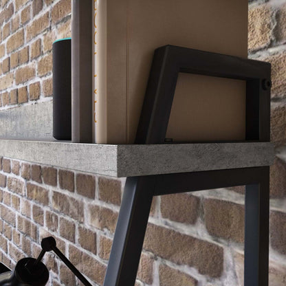 Bureau James de 43 po avec crédence et tablettes - gris