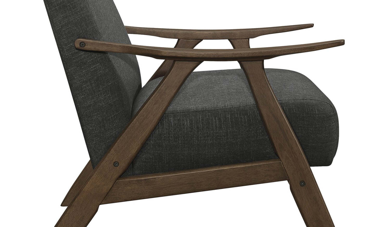 Fauteuil d'appoint Kyra 28,5 en tissu d'apparence lin avec accoudoirs courbés et structure en bois - Gris | Fauteuil d'appoint Kyra de 28,5 po en tissu d'apparence lin avec accoudoirs courbés et armature en bois - gris