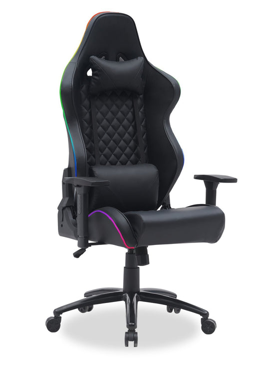 Fauteuil de jeu ergonomique Falcon 30" avec haut-parleurs Bluetooth intégrés et éclairage LED - Noir | Fauteuil de jeu ergonomique Falcon de 30 po avec haut-parleurs Bluetooth intégrés et éclairage à DEL - noir