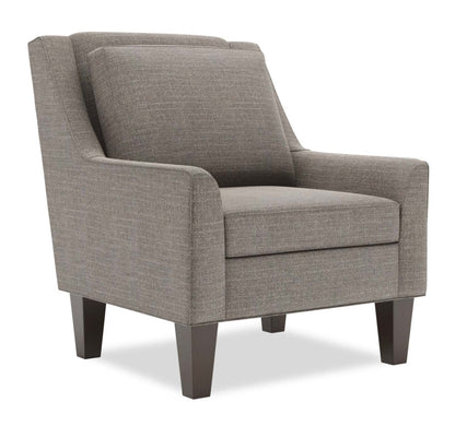Fauteuil d'appoint club Sofa Lab de 29 po fabriqué au Canada en tissu d'apparence lin avec pattes en bois - bleu Luna Sailor | CLUB2391