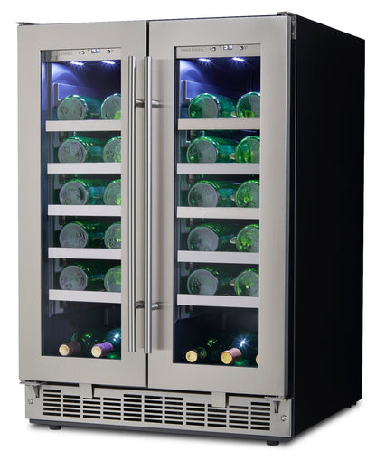 Silhouette Napa 23.9 4.7 Cu. Ft. French-Door Wine Cooler - Stainless - DWC047D1BSSPR | Refroidisseur à vin Napa de Silhouette de 4,7 pi³ et de 23,9 po à portes françaises - acier inoxydable…