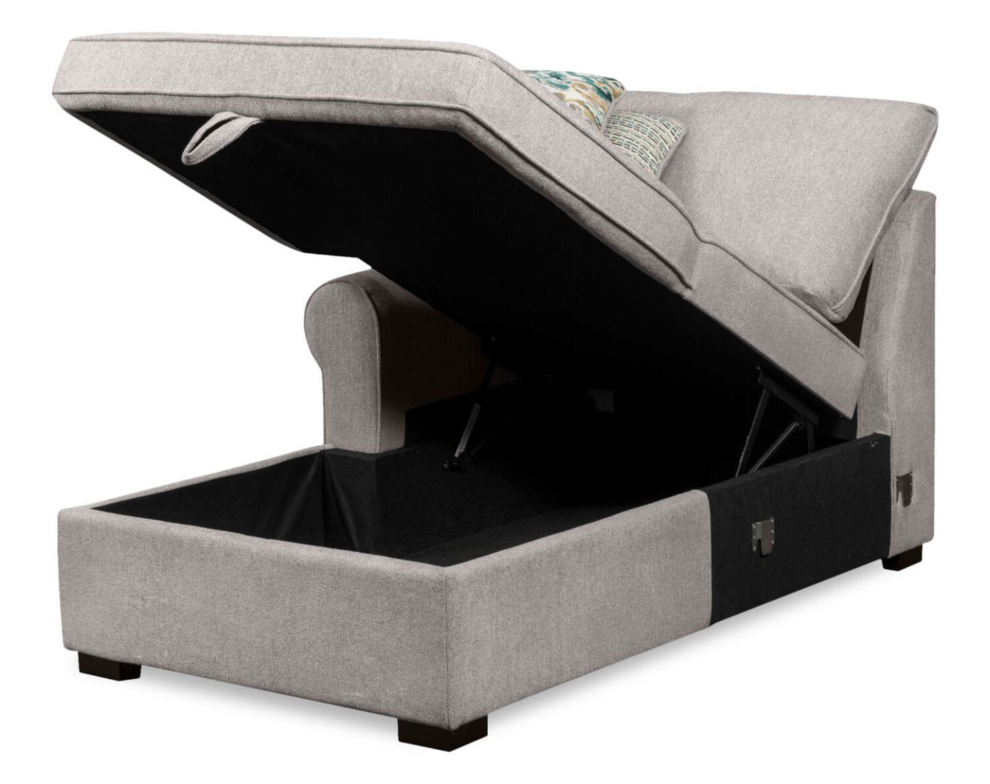 Scott Living Canapé-lit sectionnel câlin Haven 3 pièces orienté vers la droite en tissu chenille avec rangement - Gris | Canapé-lit sectionnel enveloppant de droite Haven de Scott Living 3 pièces en tissu de chenille avec rangement - gris