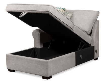 Scott Living Canapé-lit sectionnel câlin Haven 3 pièces orienté vers la droite en tissu chenille avec rangement - Gris | Canapé-lit sectionnel enveloppant de droite Haven de Scott Living 3 pièces en tissu de chenille avec rangement - gris