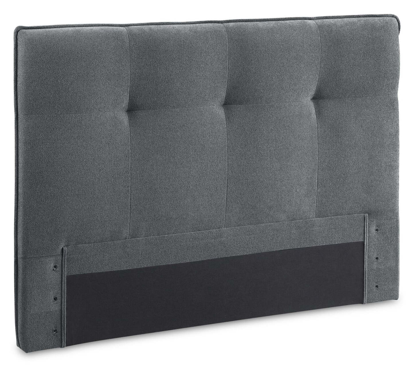 Lit plateforme rembourré Amos en tissu anthracite avec tête de lit capitonnée - Grand lit | Lit plateforme Amos rembourré en tissu anthracite avec tête de lit capitonnée - format grand lit