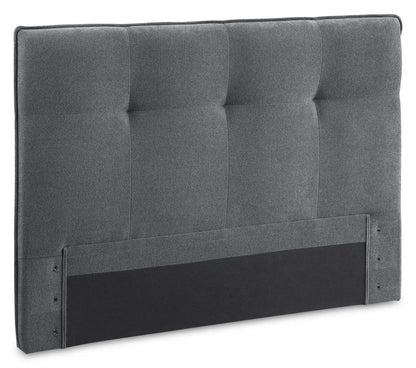 Lit plateforme rembourré Amos en tissu anthracite avec tête de lit capitonnée - Grand lit | Lit plateforme Amos rembourré en tissu anthracite avec tête de lit capitonnée - format grand lit