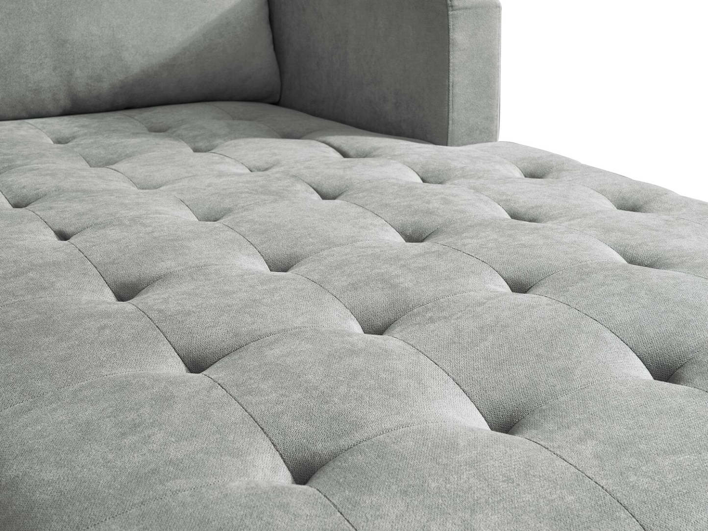 Sofa sectionnel de droite Metro 2 pièces en tissu avec fauteuil long et coussins de siège capitonnés - gris