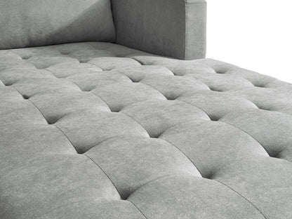 Sofa sectionnel de droite Metro 2 pièces en tissu avec fauteuil long et coussins de siège capitonnés - gris