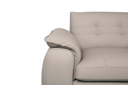 Raya Modular 5-Piece Right-Facing Genuine Leather Sectional with Storage Console and Wood Legs - Stone Beige | Canapé sectionnel modulaire de droite Raya 5 pièces en cuir véritable avec console de rangement et pieds en bois - beige pierre