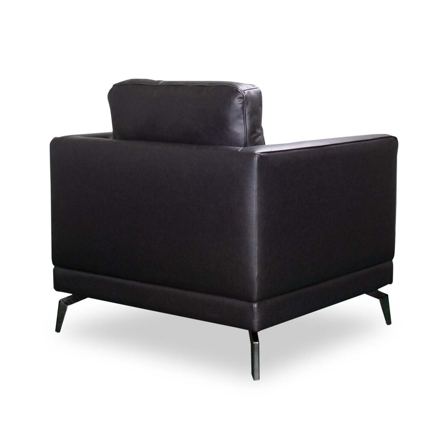 Chaise Melrose 36,5 en cuir véritable de première qualité avec pieds en métal - Noir | Fauteuil Melrose de 36,5 po en cuir de qualité supérieure avec pattes en métal véritable - noir