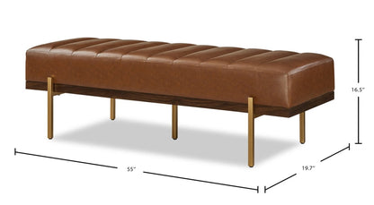 Linden 55 Faux Leather Bench - Brown | Banc Linden de 55 po en similicuir - brun