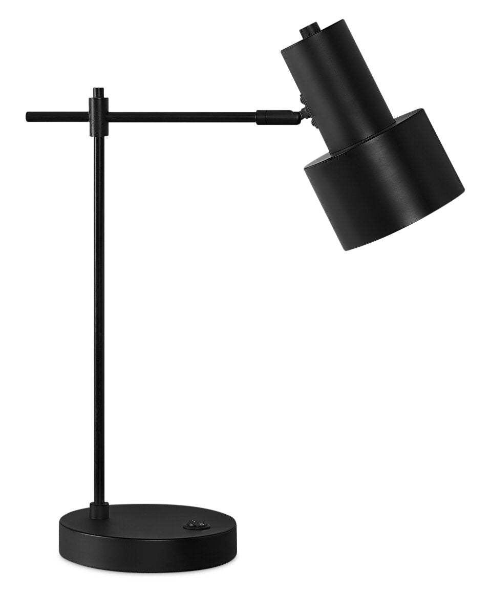 21 Lampe de bureau/tâche en métal noir avec chargement USB|Lampe de bureau et de travail en métal noir de 21 po avec recharge USB