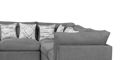 Scott Living Canapé modulaire Evolve 8 pièces en tissu d'apparence lin avec coussins en plumes - Gris anthracite | Canapé sectionnel modulaire Evolve de Scott Living 8 pièces en tissu d'apparence lin avec coussins en couette et plumes - gris anthracite