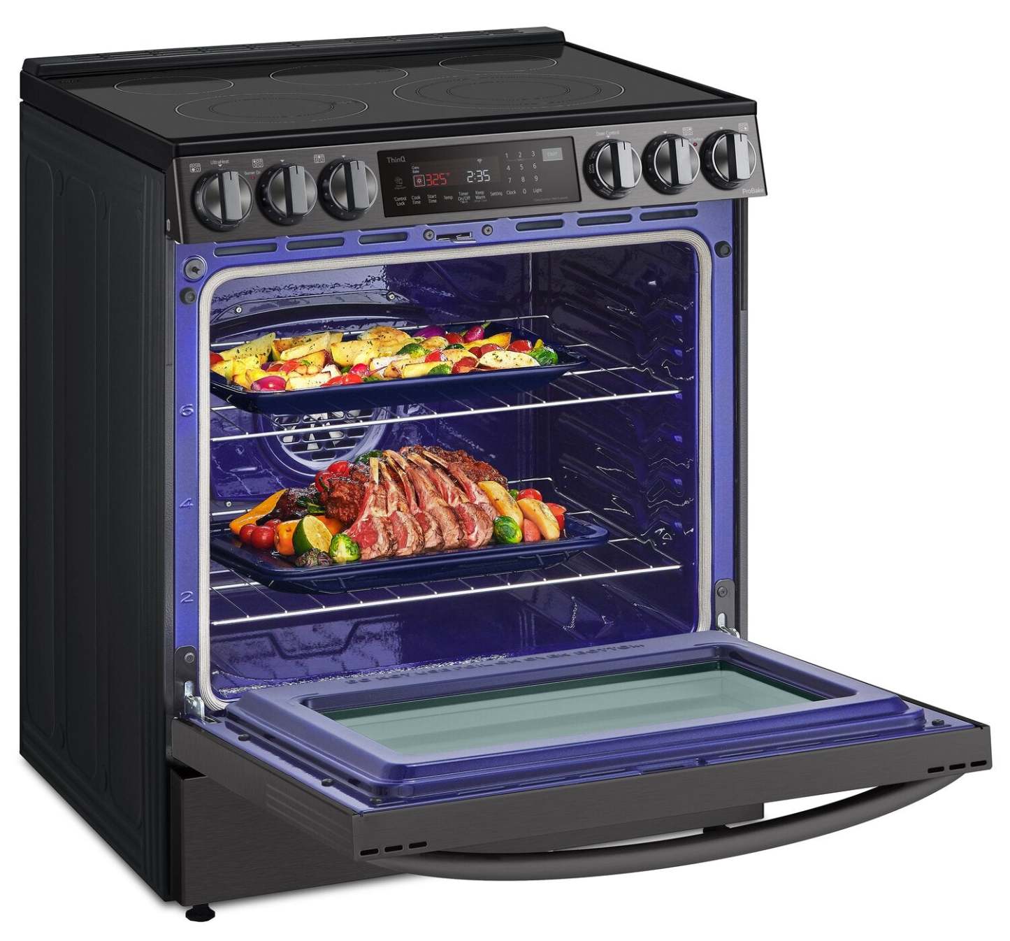 Cuisinière électrique intelligente LG de 6,3 pi³ avec friture à air et convection ProBake Convection® - Résistant aux taches noir en acier inoxydable…