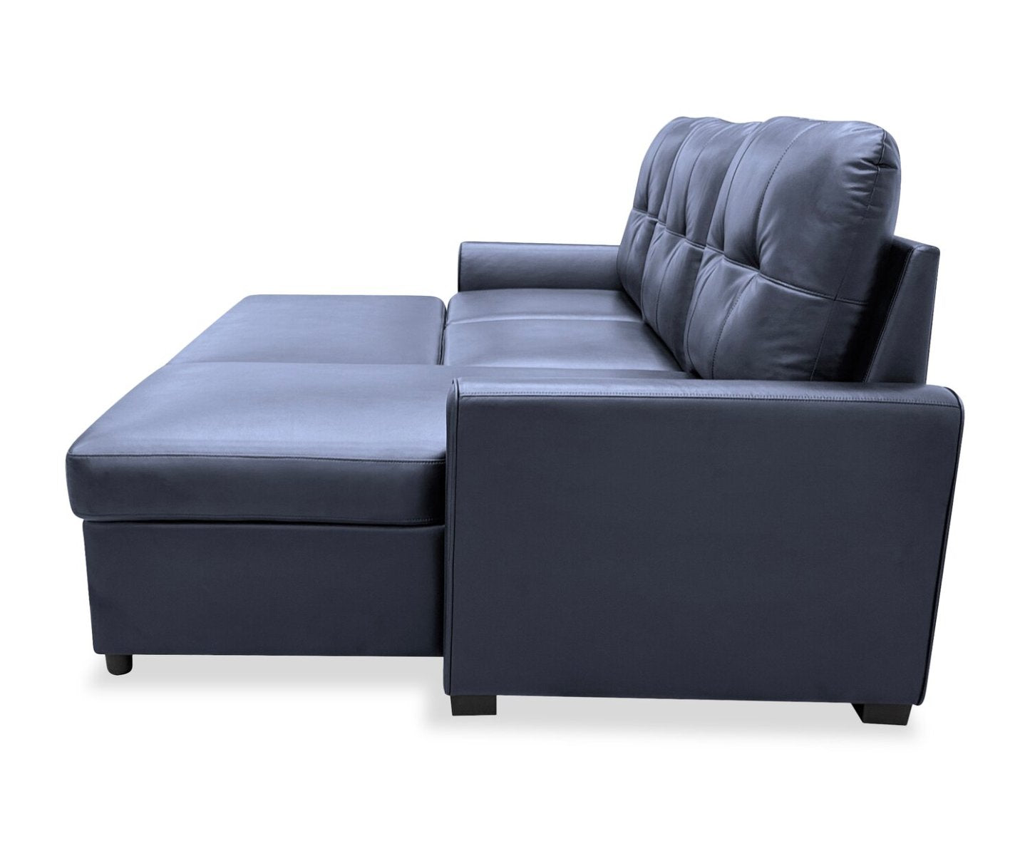 Sofa-lit sectionnel de droite Carter 2 pièces en tissu d’apparence cuir avec fauteuil long de rangement - noir