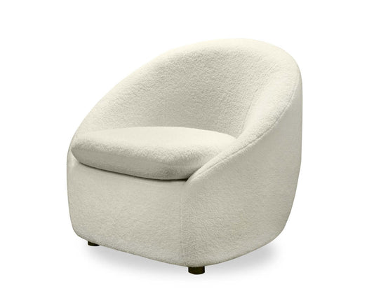 Chaise d'appoint incurvée en tissu bouclé Lola 28,7 avec coussin de siège amovible - Blanc | Fauteuil d'appoint courbé Lola de 28,7 po en tissu chenille bouclé avec coussin de siège amovible - blanc