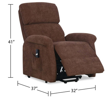 Ruben 32 Fauteuil basculeur à inclinaison électrique en tissu de chenille - brun chocolat