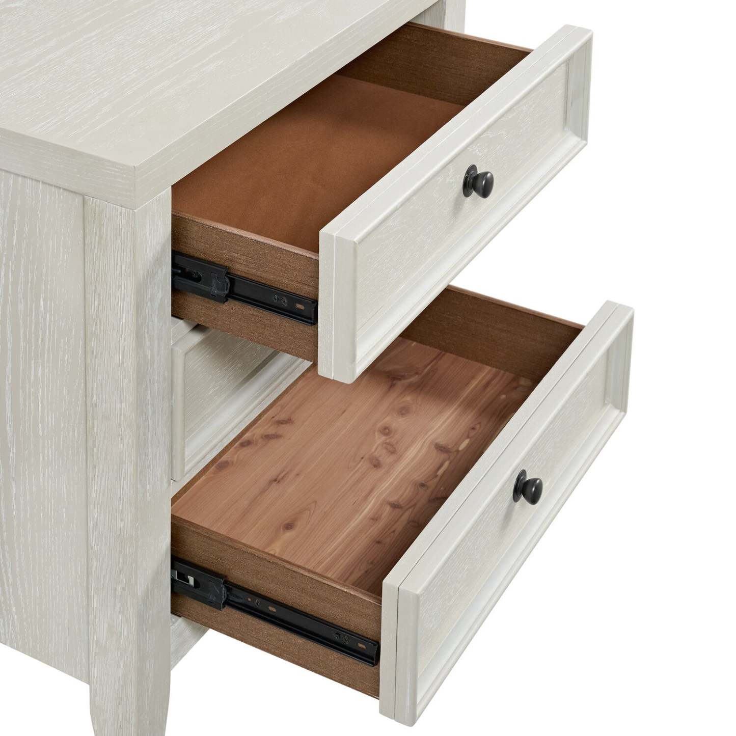 Casa Table de nuit à 3 tiroirs avec port USB, 27 L x 26,5 H, Bois - Blanc | Table de nuit Casa de 27 po (l) x 26,5 po (H) en bois à 3 tiroirs avec port USB - blanche