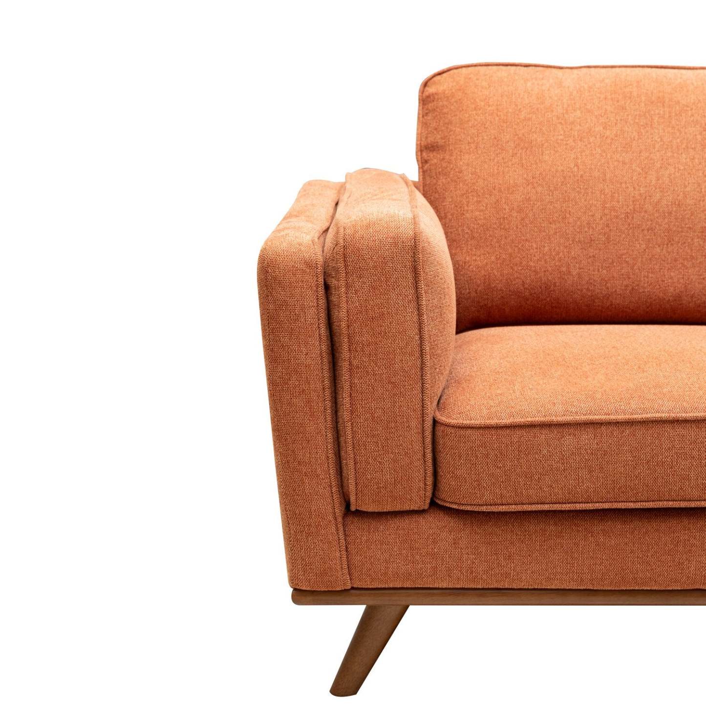 Kort & Co. Sofa Kassia de 80 po de format condo en tissu d’apparence lin avec base et pattes en bois - orange