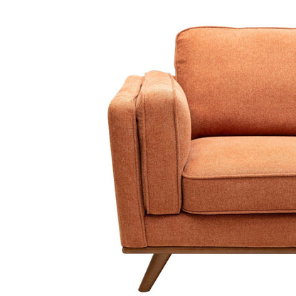Kort & Co. Sofa Kassia de 80 po de format condo en tissu d’apparence lin avec base et pattes en bois - orange