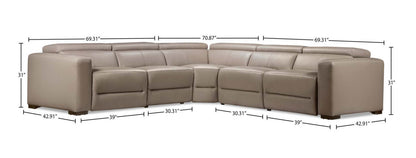 Modella 5-Piece Power Reclining Sectional - Taupe | Canapé sectionnel à inclinaison électrique Modella 5 pièces - taupe | MODEWHS5