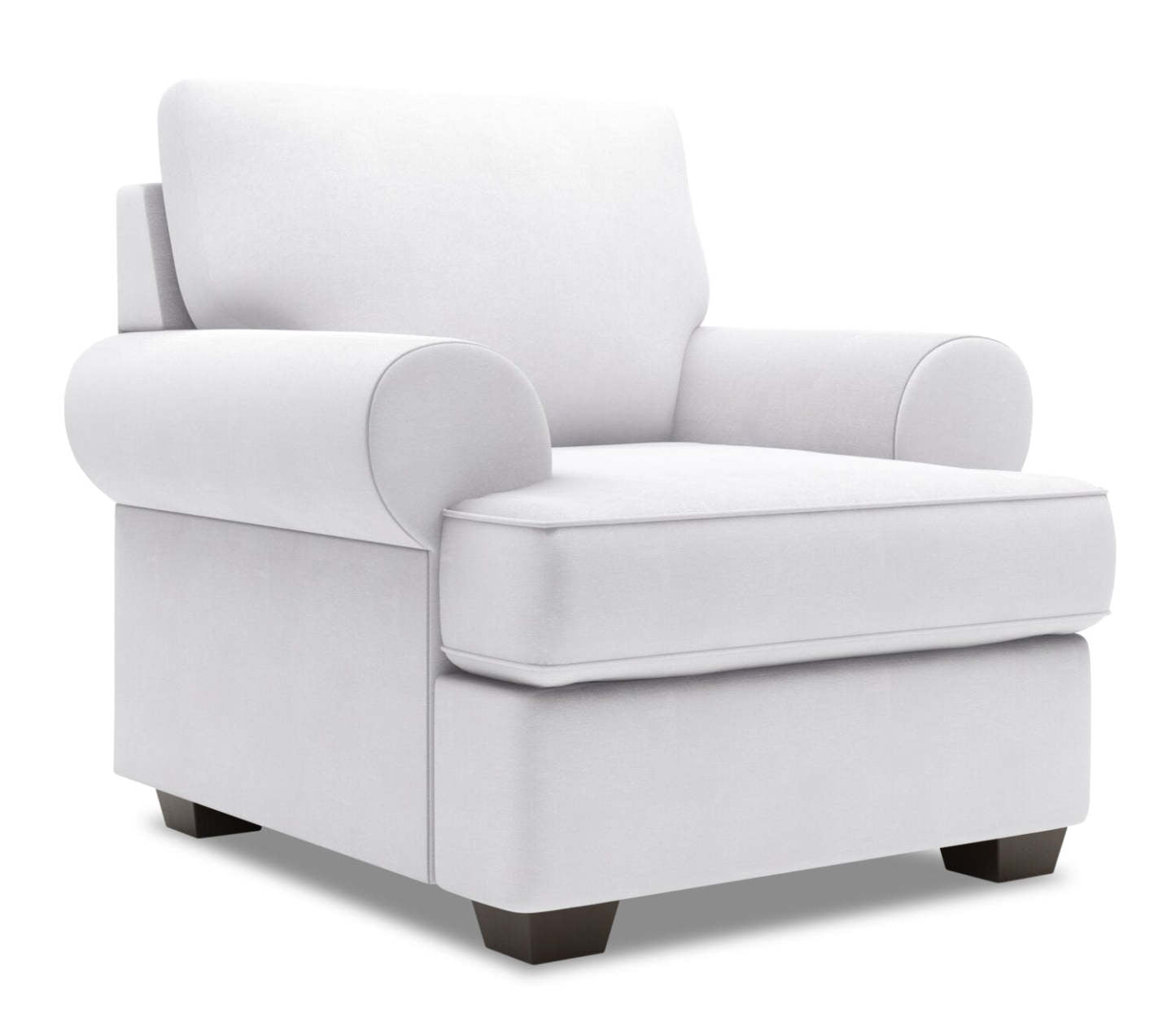 Fauteuil Roll de Sofa Lab de 42 po fabriqué au Canada en tissu d'apparence lin avec accoudoirs enroulés - blanc Pax Ice | RO303449
