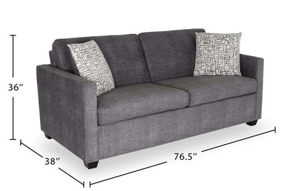 Fabriqué au Canada, canapé-lit Everlee de 76,5 po en microsuède avec mousse à mémoire de forme et deux coussins décoratifs - gris