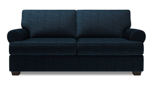 Fabriqué au Canada Canapé Personnalisable Roll 76 Tissu Chenille Taille Condo Canapé avec Accoudoirs Roulés - Bleu Indigo de Luxe | Canapé Roll de Sofa Lab de 76 po de format condo fabriqué au Canada en tissu chenille - bleu Indigo de Luxe | RO093193
