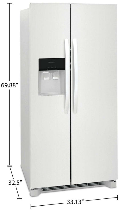 Réfrigérateur Frigidaire de 22,3 pi³ et de 33 po de profondeur standard à compartiments juxtaposés - Blanc - FRSS2323AW | Frigidaire 33 22,3 pi³ Réfrigérateur à profondeur standard à côtés juxtaposés…