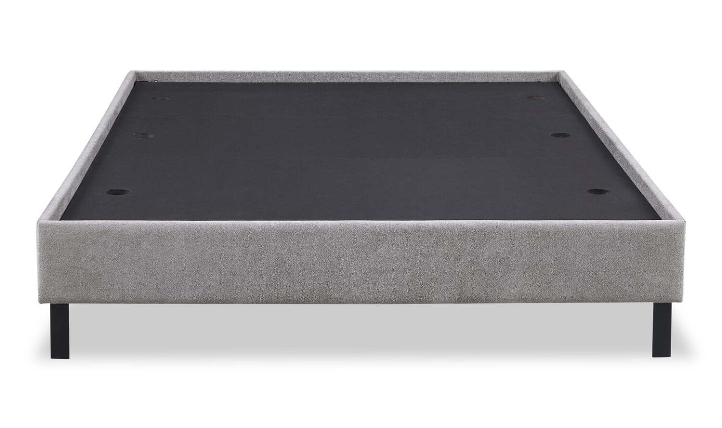 Lit plateforme rembourré Amos en tissu gris avec tête de lit canalisée - Pleine grandeur | Lit plateforme Amos rembourré en tissu gris avec tête de lit à canaux - format lit double