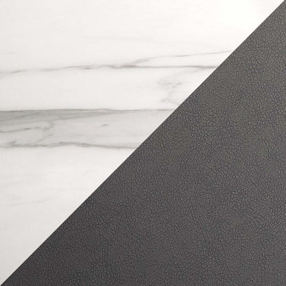 Naya 5pc Dining Package with 63-78.75W Extension Table & 4 Chairs - Faux White Marble & Grey | Ensemble de salle à manger Naya 5 pièces avec table à rallonge, 63 po à 78,75 po (L), et 4 chaises - imitation de marbre blanc et gris