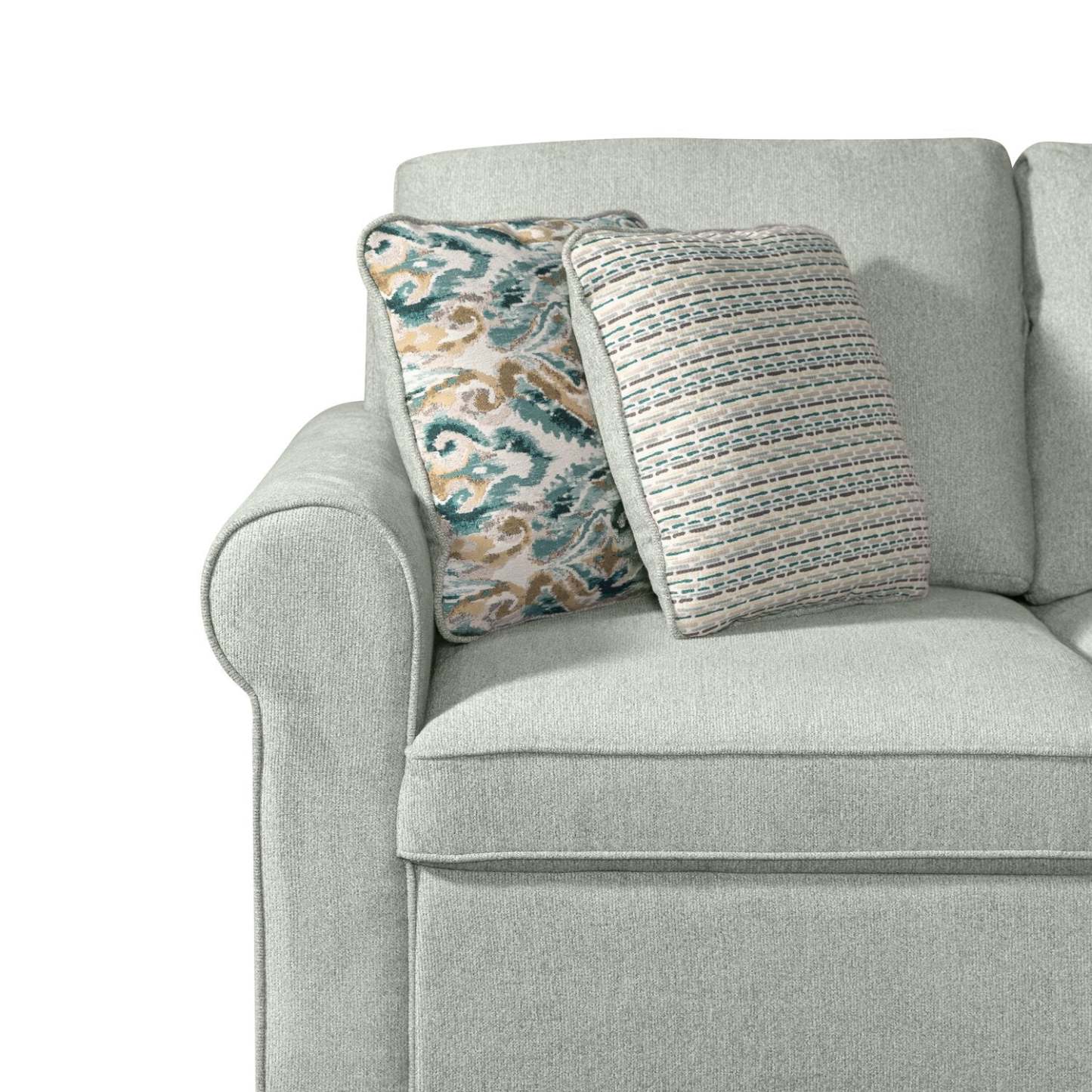 Scott Living Haven 3-Piece Right-Facing Chenille Fabric Cuddler Sleeper Sectional - bleu écume de mer | Sofa-lit sectionnel enveloppant de droite Haven de Scott Living 3 pièces en tissu de chenille - bleu écume de mer