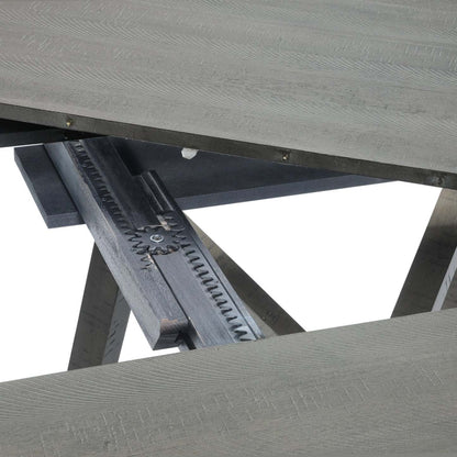 Ensemble de salle à manger Alto 5 pièces avec table ronde, rallonge de 48 po à 66 po (L), base à tréteaux et 4 chaises - gris