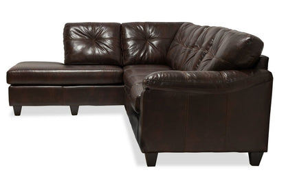 Canapé sectionnel de gauche Addison 2 pièces fabriqué au Canada en tissu d'apparence cuir avec coussins de siège amovibles - brun