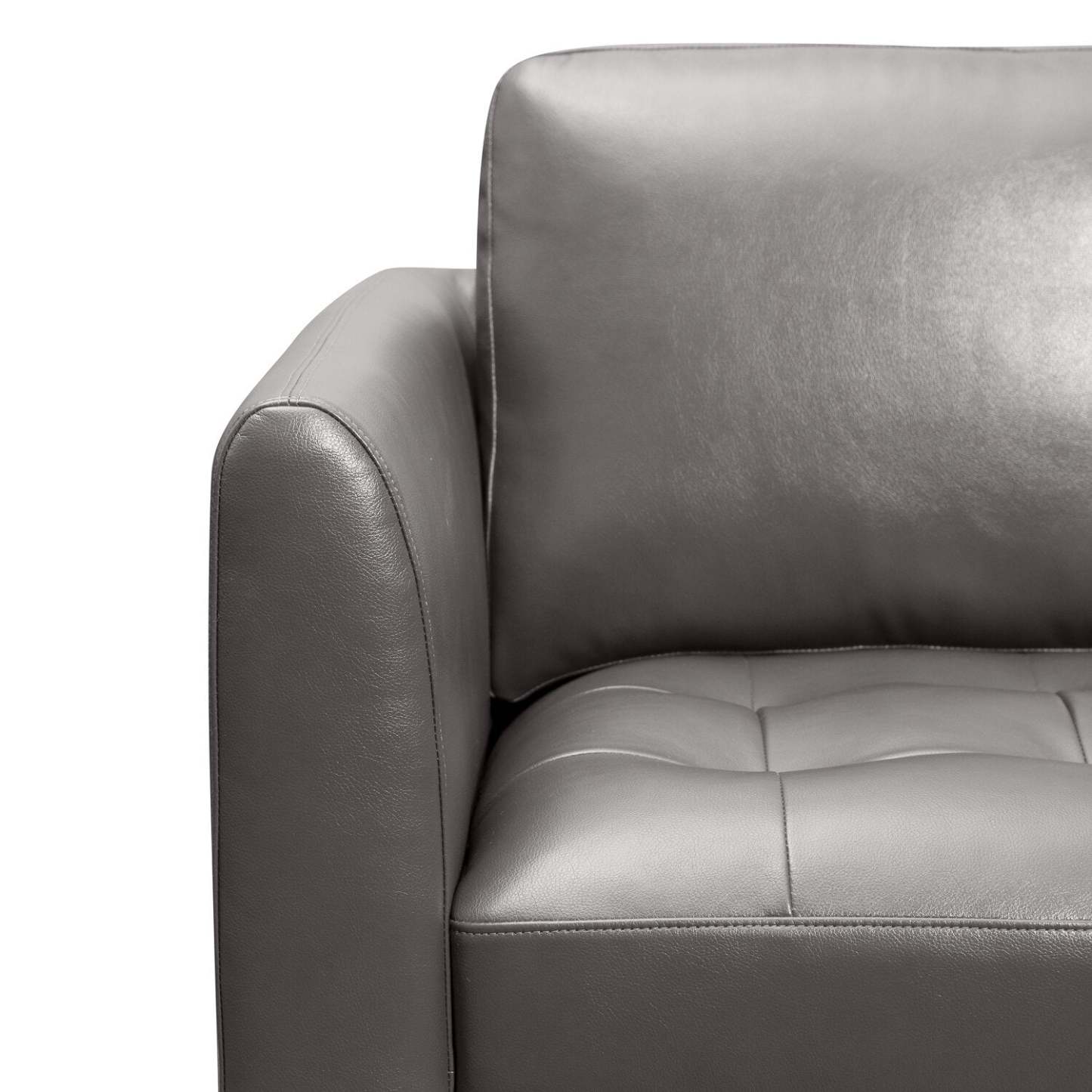 Causeuse Erin 56 en tissu d'apparence cuir avec coussins de siège capitonnés - Gris | auseuse Erin de 56 po en tissu d'apparence cuir avec coussins de siège capitonnés - grise